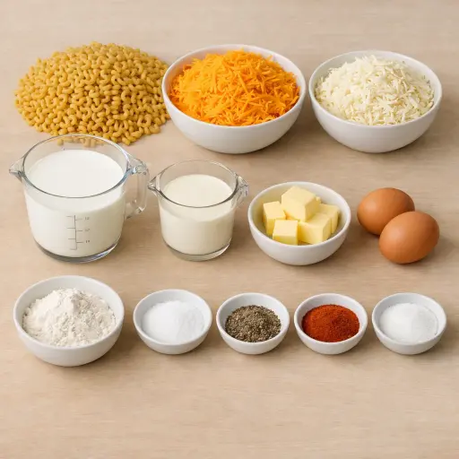 Ingredients for Southern Style Macaroni and Cheese