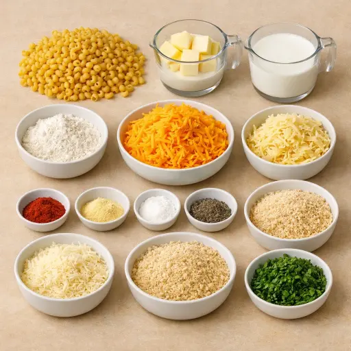 Ingredients for Southern Style Macaroni and Cheese with a Smoky Twist