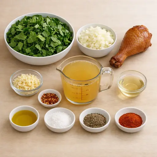 Ingredients for Southern-Style Spicy Collard Greens