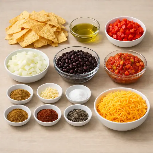 Ingredients for Southwest Black Bean Tortilla Casserole
