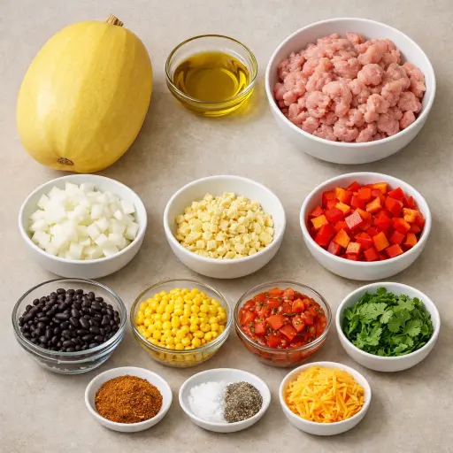 Ingredients for Southwest Spaghetti Squash Casserole