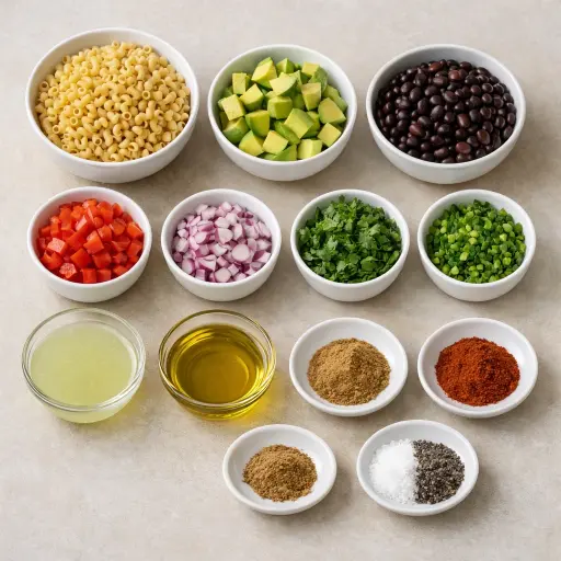 Ingredients for Southwestern Avocado Macaroni Salad