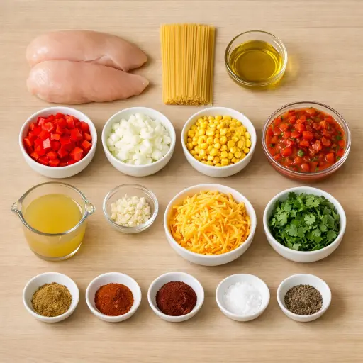 Ingredients for Southwestern Chicken Spaghetti