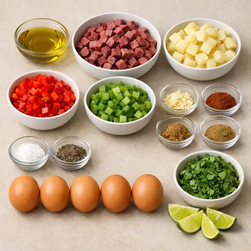 Ingredients for Southwestern Corned Beef Hash Deluxe