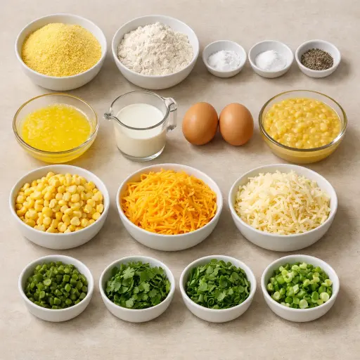 Ingredients for Southwestern Spicy Corn Casserole