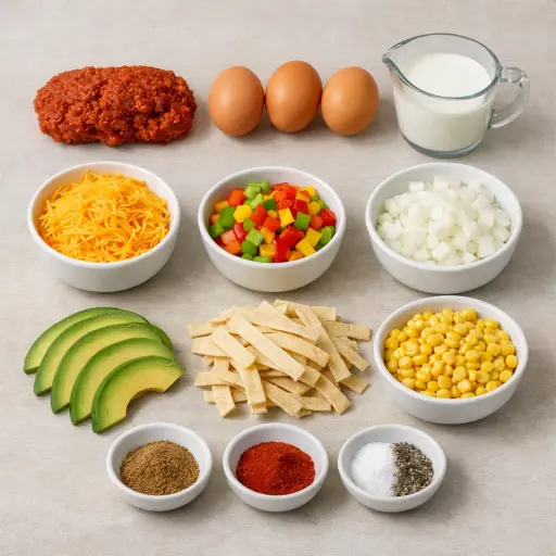 Ingredients for Southwestern Sunrise Breakfast Casserole