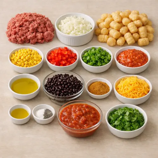 Ingredients for Southwestern Tater Tot Casserole