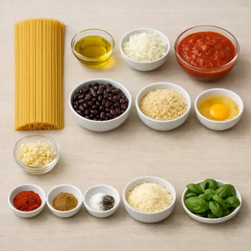 Ingredients for Spaghetti and Smoky Black Bean Meatballs