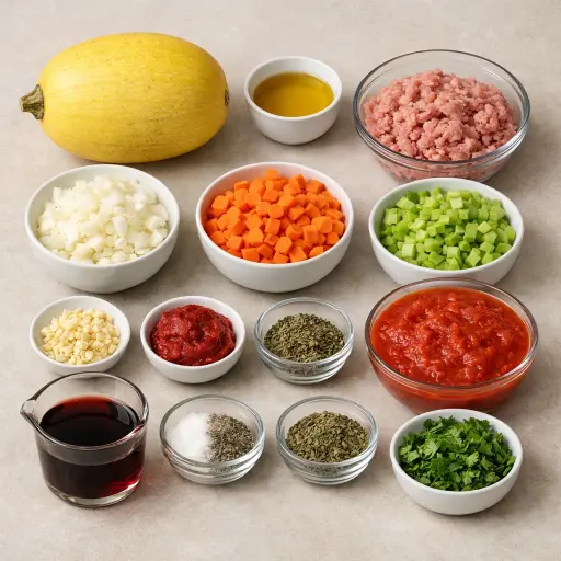 Ingredients for Spaghetti Squash Bolognese