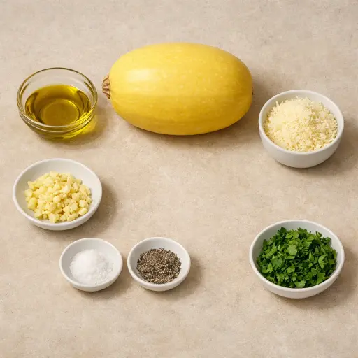 Ingredients for Spaghetti Squash with Garlic and Parmesan