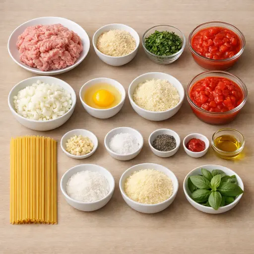 Ingredients for Spaghetti with Herb-Infused Turkey Meatballs