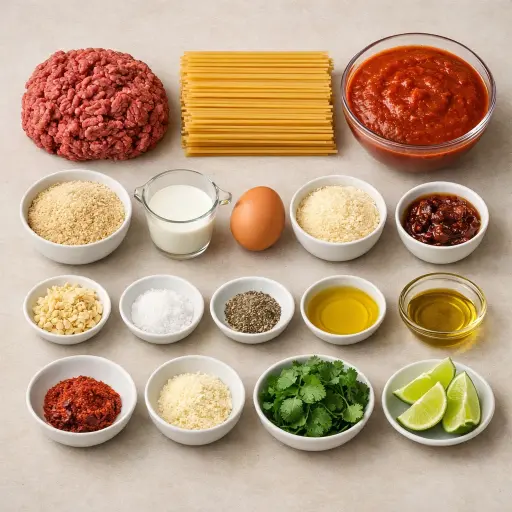 Ingredients for Spaghetti with Smoky Chipotle Meatballs