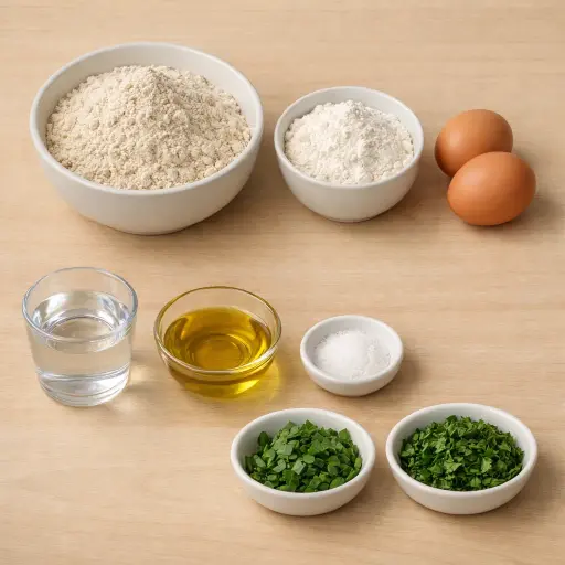 Ingredients for Spelt Flour Noodles with Herb Infusion