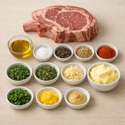 Ingredients for Spice-Crusted Rib of Beef with Herb Butter