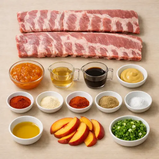 Ingredients for Spice-Infused Peach Glazed Pork Ribs