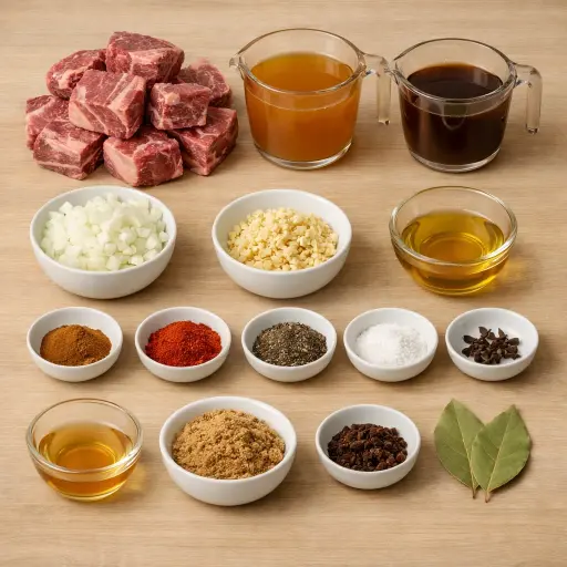 Ingredients for Spiced Apple Cider Braised Beef Short Ribs