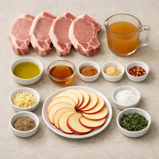 Ingredients for Spiced Apple-Cider Pork Chops