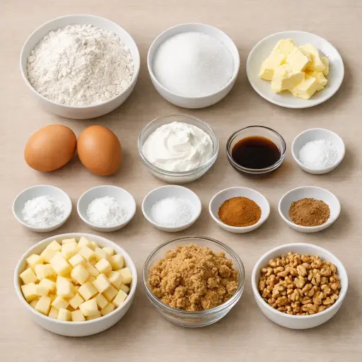Ingredients for Spiced Apple Cinnamon Coffee Cake