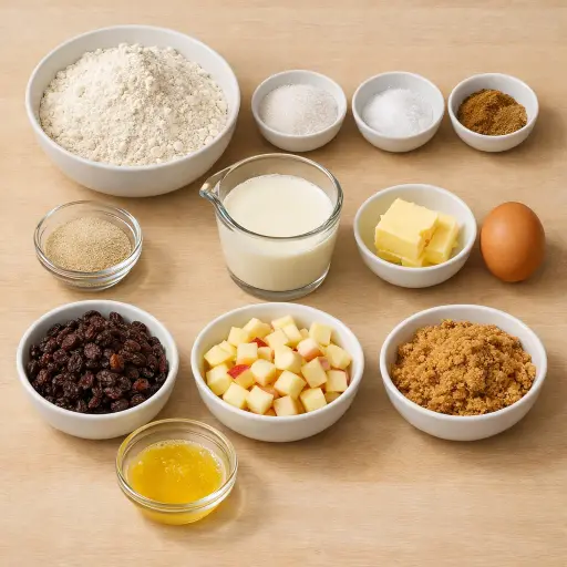 Ingredients for Spiced Apple Cinnamon Raisin Bread