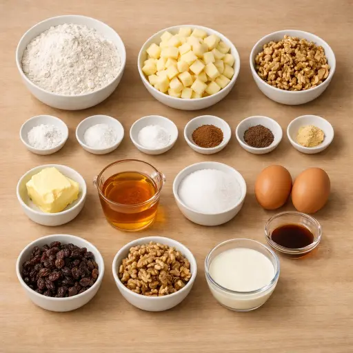 Ingredients for Spiced Apple Honey Cake