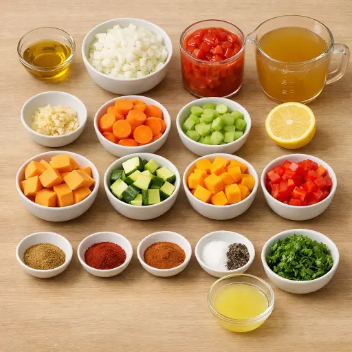 Ingredients for Spiced Autumn Harvest Vegetable Soup