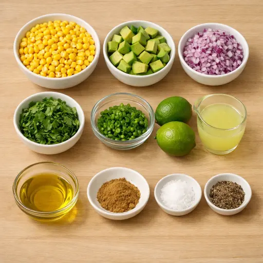 Ingredients for Spiced Avocado Corn Salad