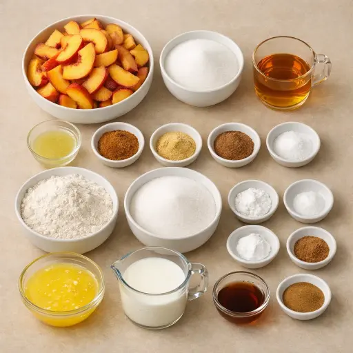 Ingredients for Spiced Bourbon Peach Cobbler