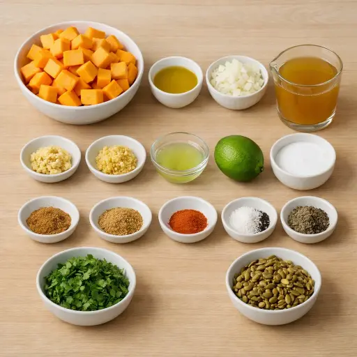 Ingredients for Spiced Butternut Squash Soup with Coconut and Lime