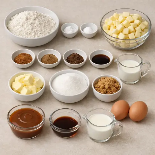 Ingredients for Spiced Caramel Apple Cake