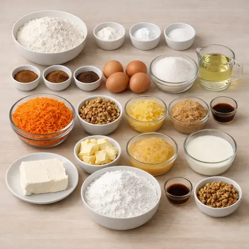 Ingredients for Spiced Carrot & Walnut Layer Cake