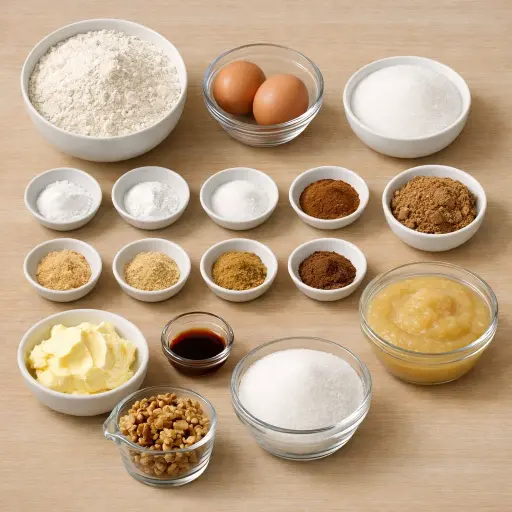 Ingredients for Spiced Chai Applesauce Cake