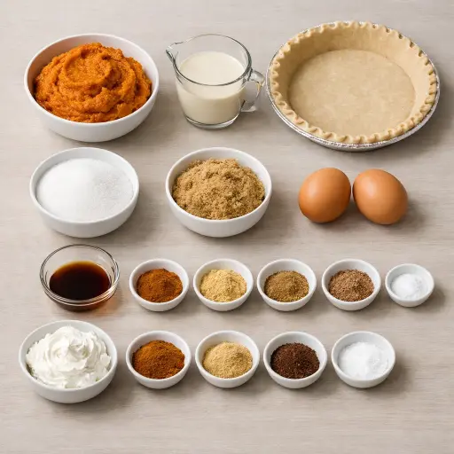 Ingredients for Spiced Chai Pumpkin Pie