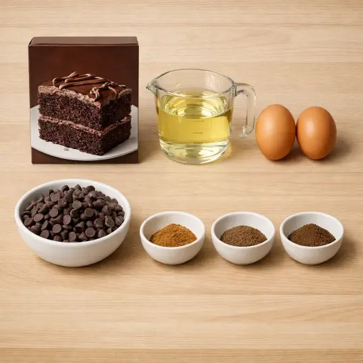 Ingredients for Spiced Chocolate Chip Cake Mix Cookies