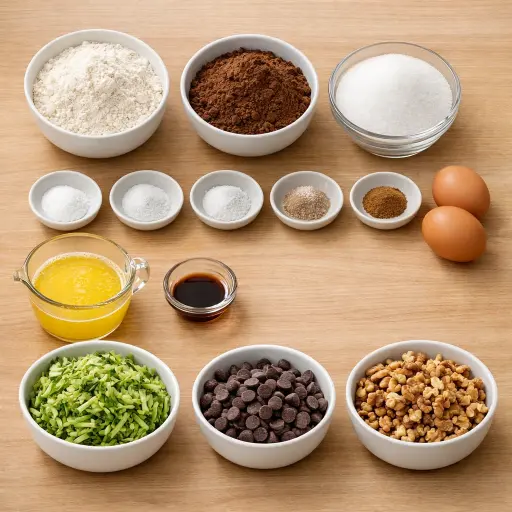 Ingredients for Spiced Chocolate Zucchini Bread