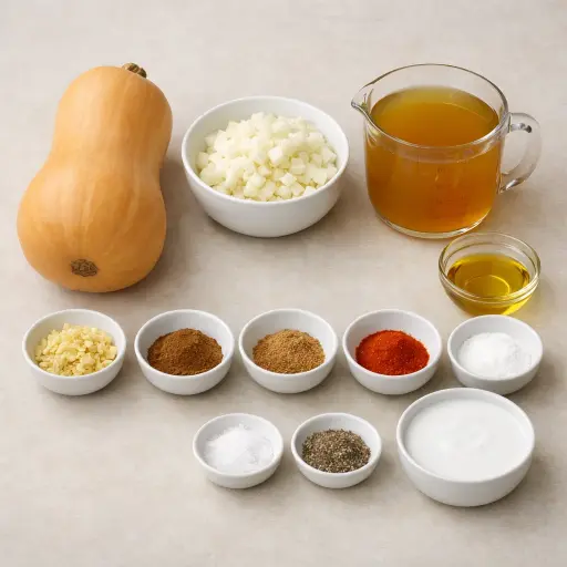 Ingredients for Spiced Cinnamon Butternut Squash Soup