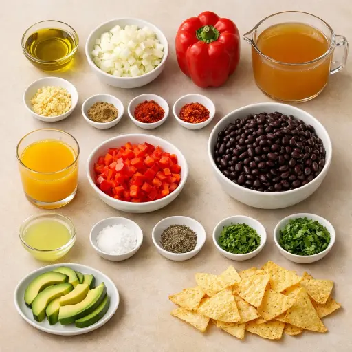 Ingredients for Spiced Citrus Black Bean Soup