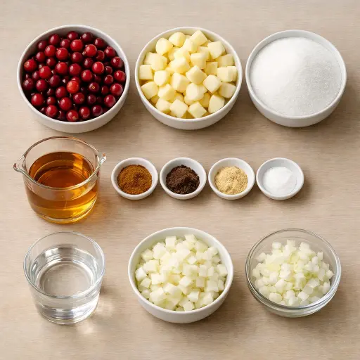 Ingredients for Spiced Cranberry Apple Chutney