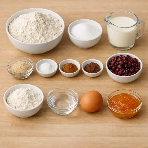 Ingredients for Spiced Cranberry Hot Cross Buns