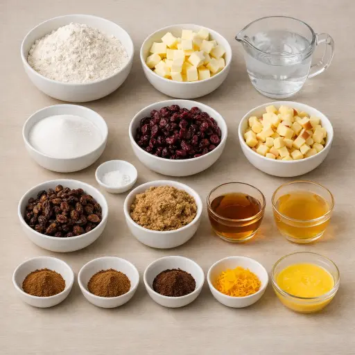 Ingredients for Spiced Cranberry Mincemeat Pie