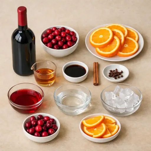 Ingredients for Spiced Cranberry Sangria