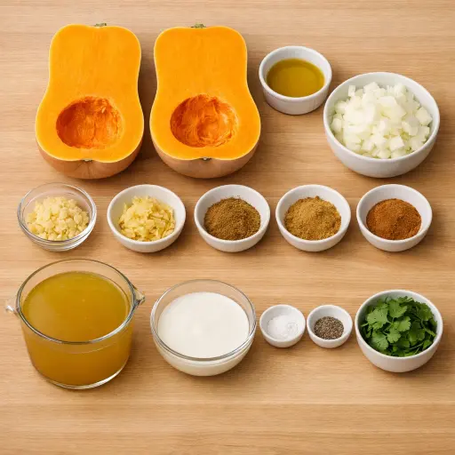 Ingredients for Spiced Ginger Butternut Squash Soup