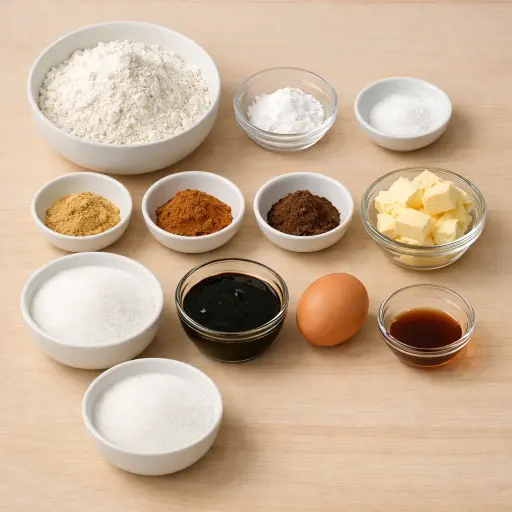 Ingredients for Spiced Ginger Molasses Cookies