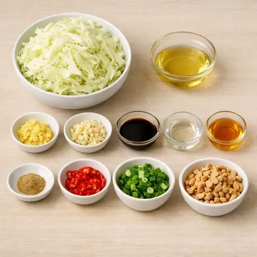 Ingredients for Spiced Ginger Stir-Fried Cabbage