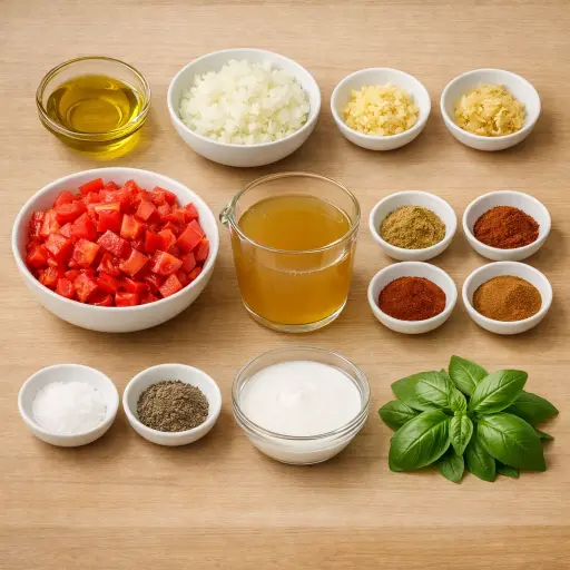 Ingredients for Spiced Ginger Tomato Soup