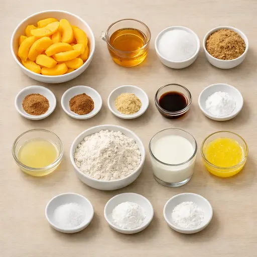 Ingredients for Spiced Honey Peach Cobbler