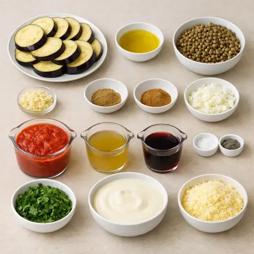 Ingredients for Spiced Lentil Moussaka