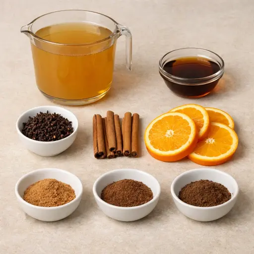 Ingredients for Spiced Maple Apple Cider