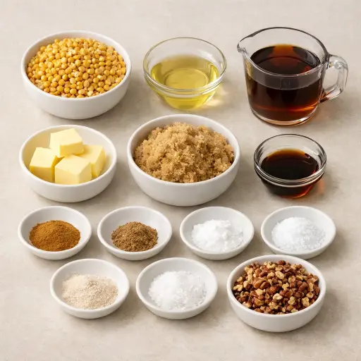 Ingredients for Spiced Maple Caramel Corn