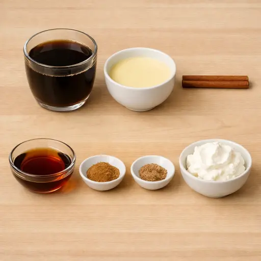 Ingredients for Spiced Maple Eggnog Coffee