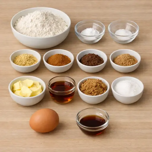 Ingredients for Spiced Maple Gingerbread Cookies